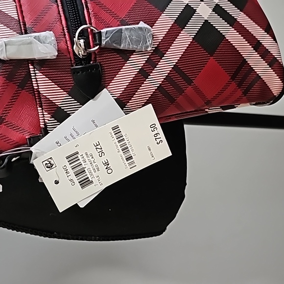 RED DESIGNER PLAID CROSSBODY Purse - Picture 2 of 3